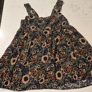 NATURAL LIFE Navy Floral Print Dress  with Green & Tan Accents